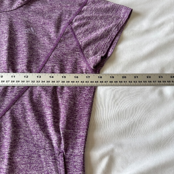 Adidas Women's Short Sleeve Athletic High Neck Top Purple Small Activewear Gym - Picture 12 of 15